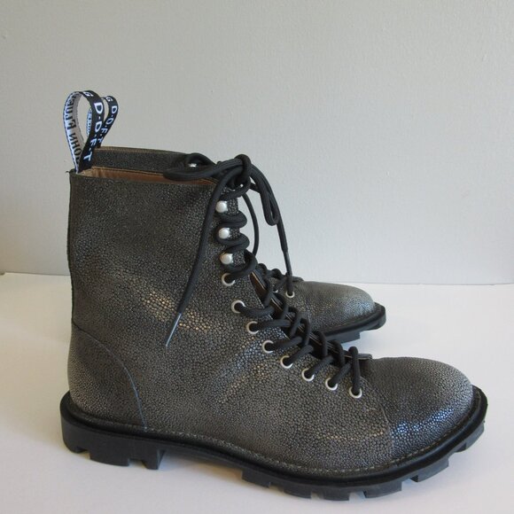 John Fluevog Grey Pebble Sixfields Size 9 Grunge Northampton Lace Up Boots-NEW main image 10